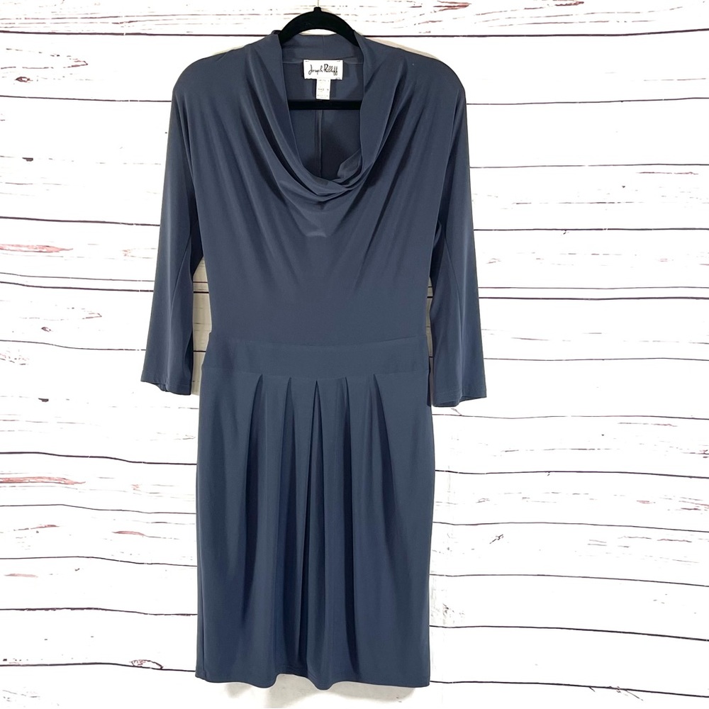 Joseph Ribkoff Women's Sheath Jersey Dress Drop Waist 3/4 Sleeves Gray Size 6.